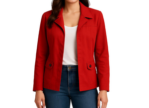 Miss Dorby size 8 red cardigan open blazer jacket